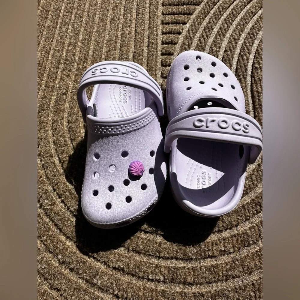 CROCS Bundle: 2 Kid Clog Waterproof Play Shoe Slip-On Light Purple C7 C8